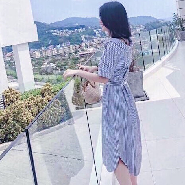 Đầm sơ mi sọc v2 - form lớn