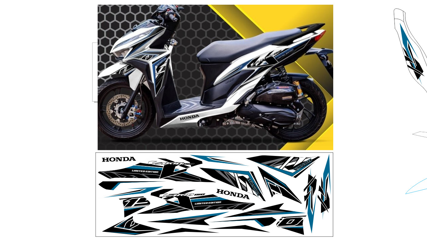 Tem vario 125 - 150 bản 2018 trắng đen cao cấp, tem thiết kế 3 lớp siêu đẹp