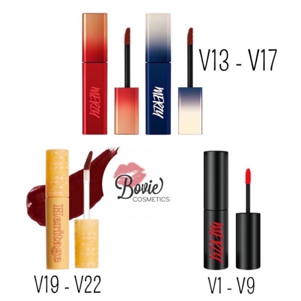 ( Sẵn - Version 3 ) Son kem Merzy Velvet Tint Ver 3 Vỏ Đỏ Vỏ Xanh Vỏ Vàng V13 - V22 Heritage