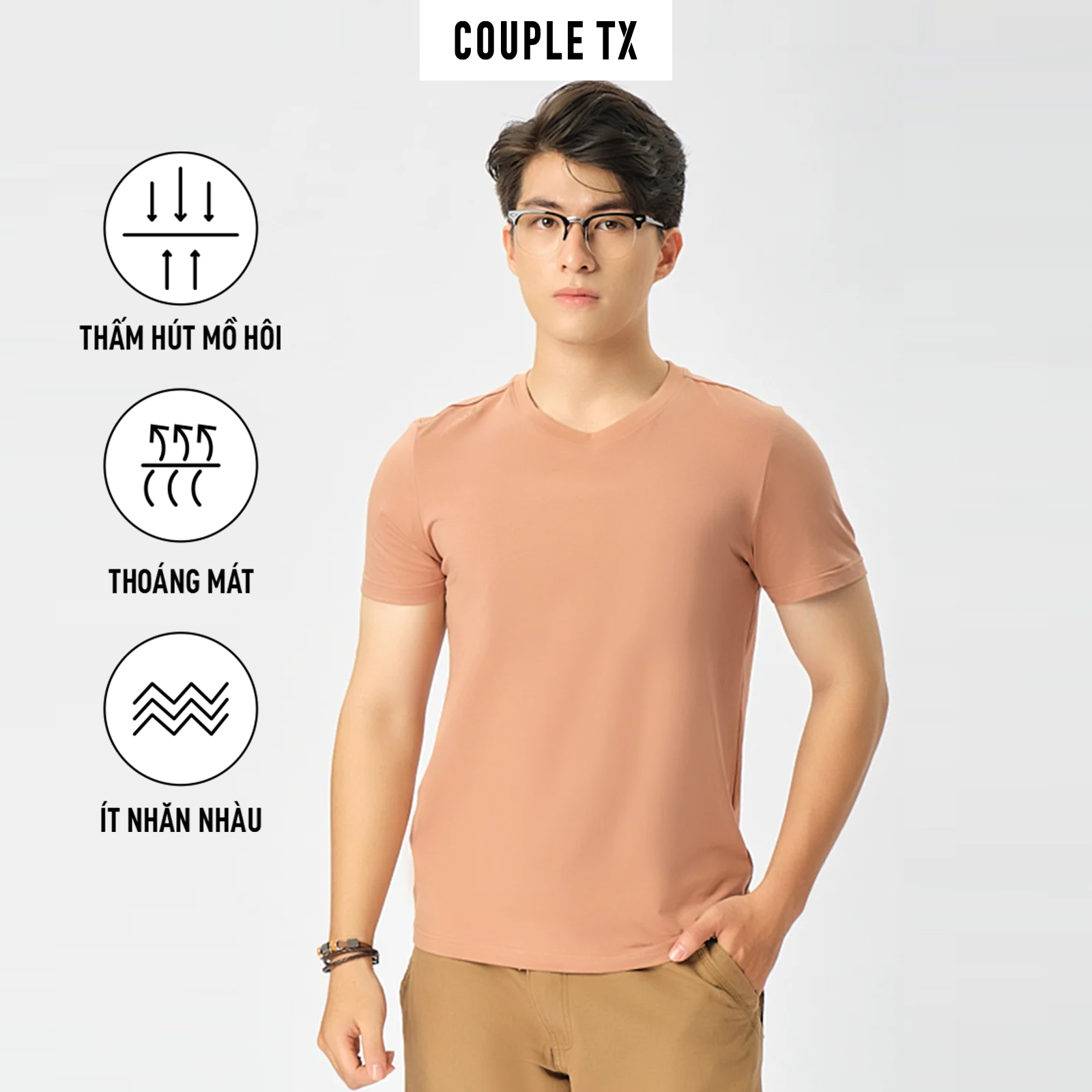 Áo Thun Nam COUPLE TX - Áo Thun Trơn, Slim Basic Cổ Tròn MTS 1325