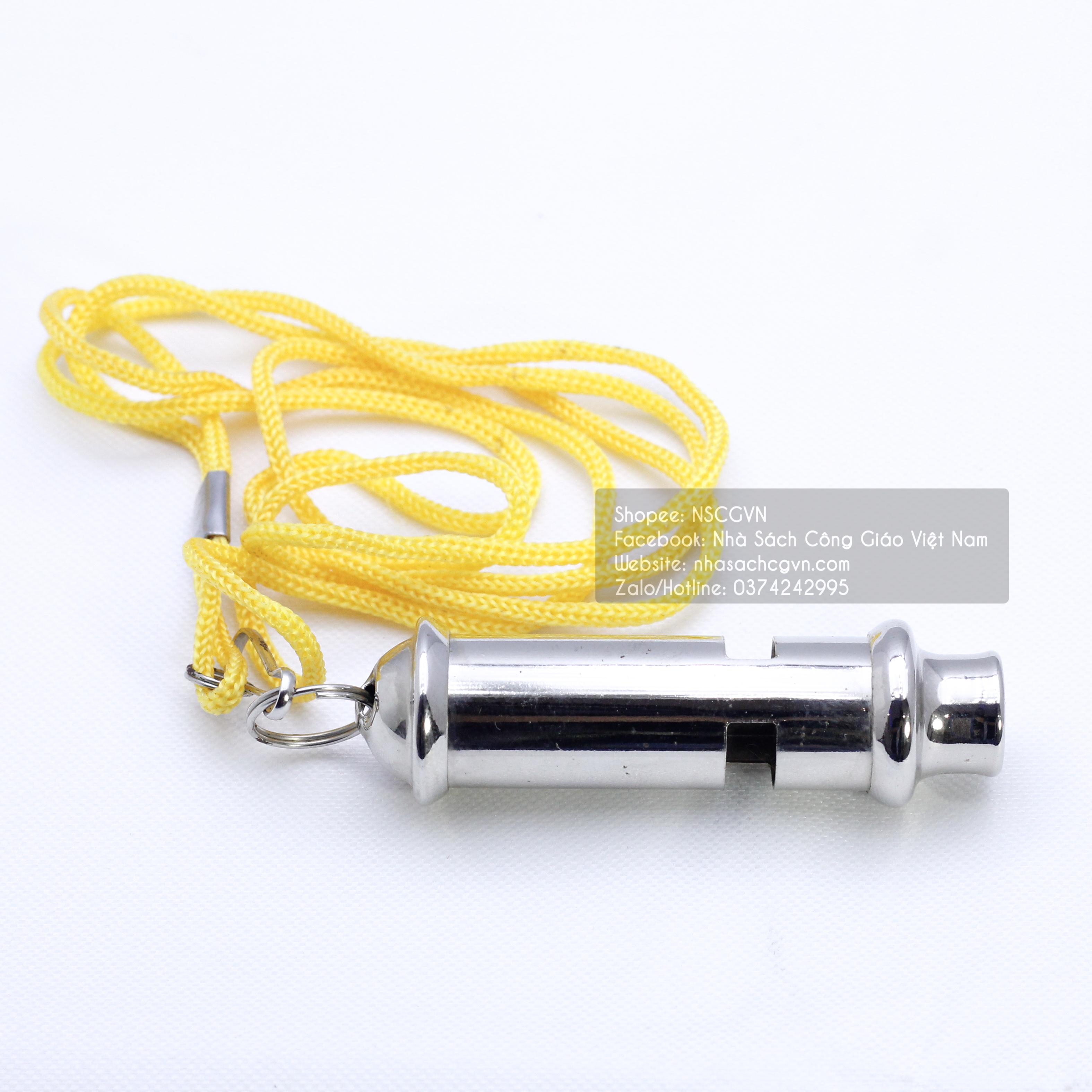 Còi mã morse đầu tròn truyền tin, còi hiệu lệnh inox, còi huynh trưởng