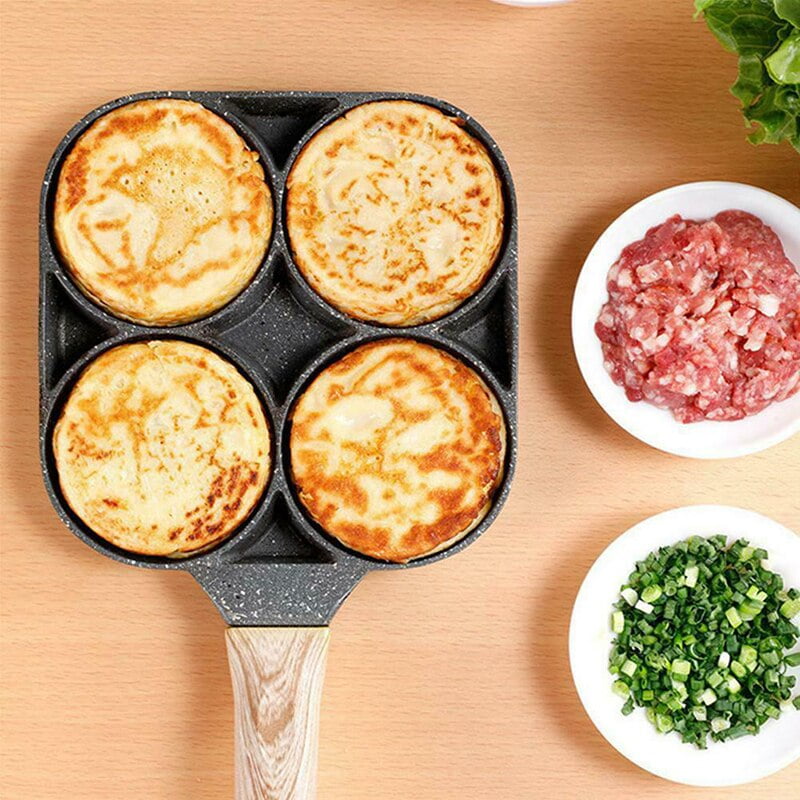 Khuôn Chảo Rán Trứng 4 Lỗ Tròn Loại Dày Hợp Kim Nhôm Đa Năng