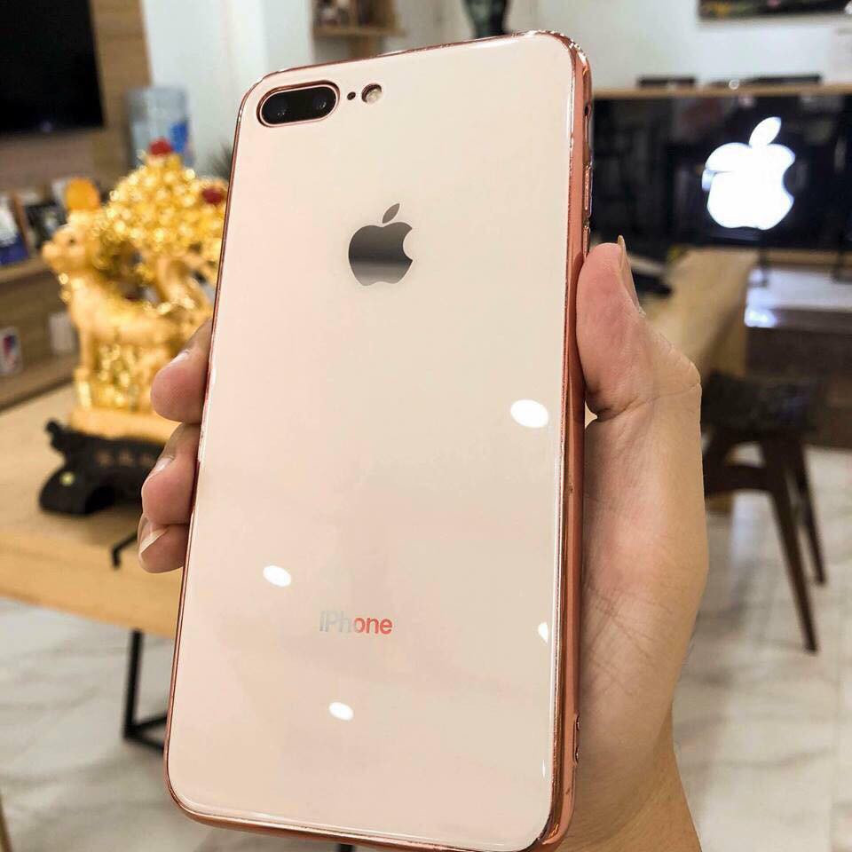Ốp Lưng Kính Cường Lực iPhone 7 Plus/ 8 Plus (Kính Cường Lực lưng Viền Dẻo Cùng Màu)123123