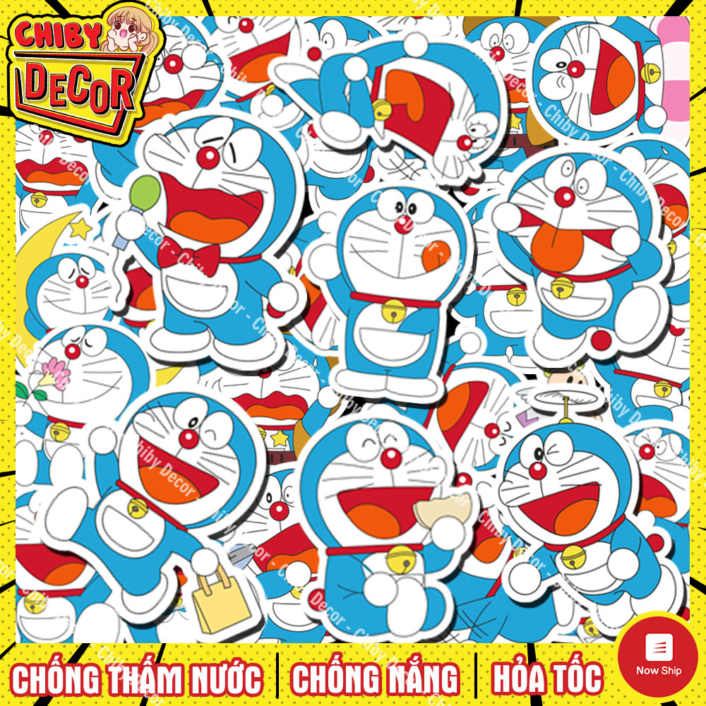 Sticker Doraemon Doremon 🌈 Sticker Dán Mũ Bảo Hiểm, Hình Dán Nón Bảo Hiểm, Vali, Laptop, Guitar, Decal Dễ Thương