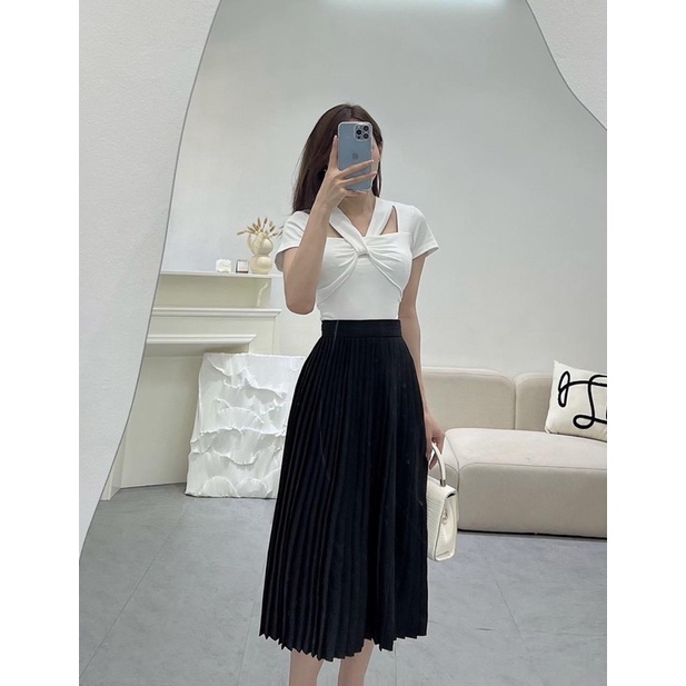 Áo thun kiểu phối dây tay ngắn