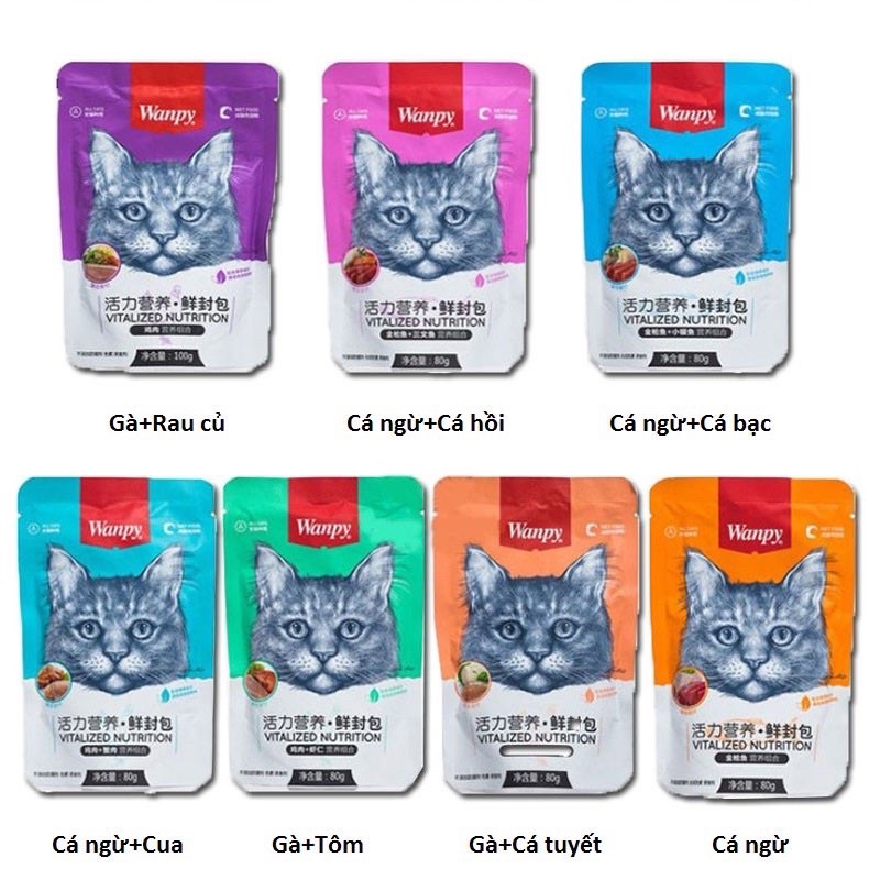 [Combo 10 Gói] Pate Wanpy Cho Mèo Gói 80gr Mix Đủ Vị - [Nông Trại Thú Cưng]