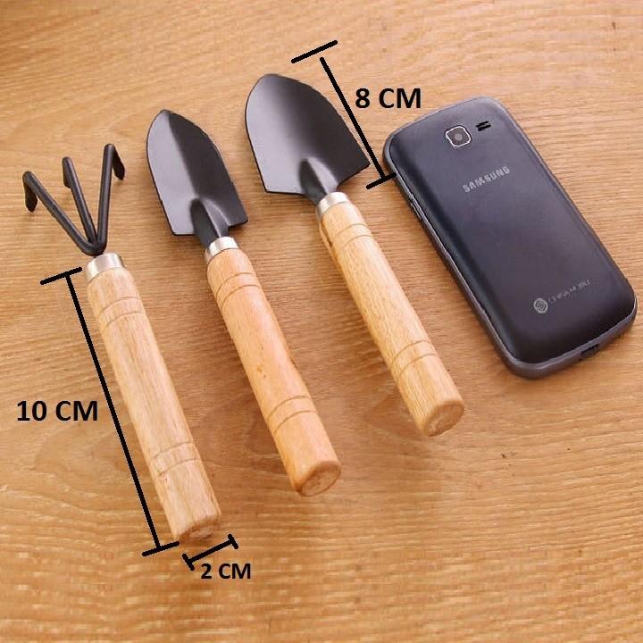CUỐC XẺNG LÀM VƯỜN MINI CÁN GỖ 10CM BỘ 3 CÂY - DIY616