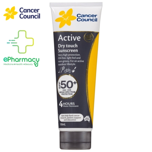CANCER COUNCIL Kem Chống Nắng Active Grey Sunscreen SPF 50+/PA++++ UVA-UVB năng động 110ml