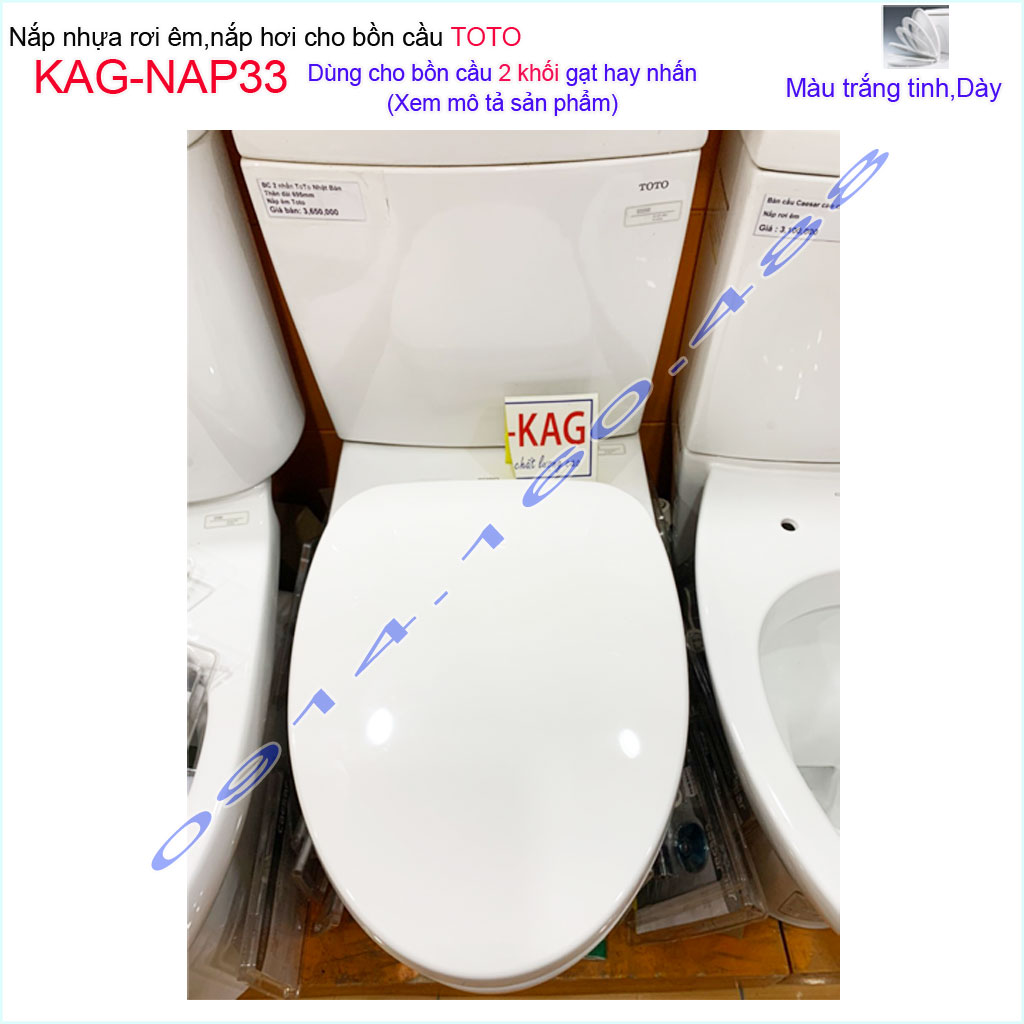 [HCM]Nắp cho bàn cầu Toto KAG-NAP33 rơi êm, nắp hơi xí bệt 2 khối C320-C325-C351 nhựa trắng dày-sáng bóng