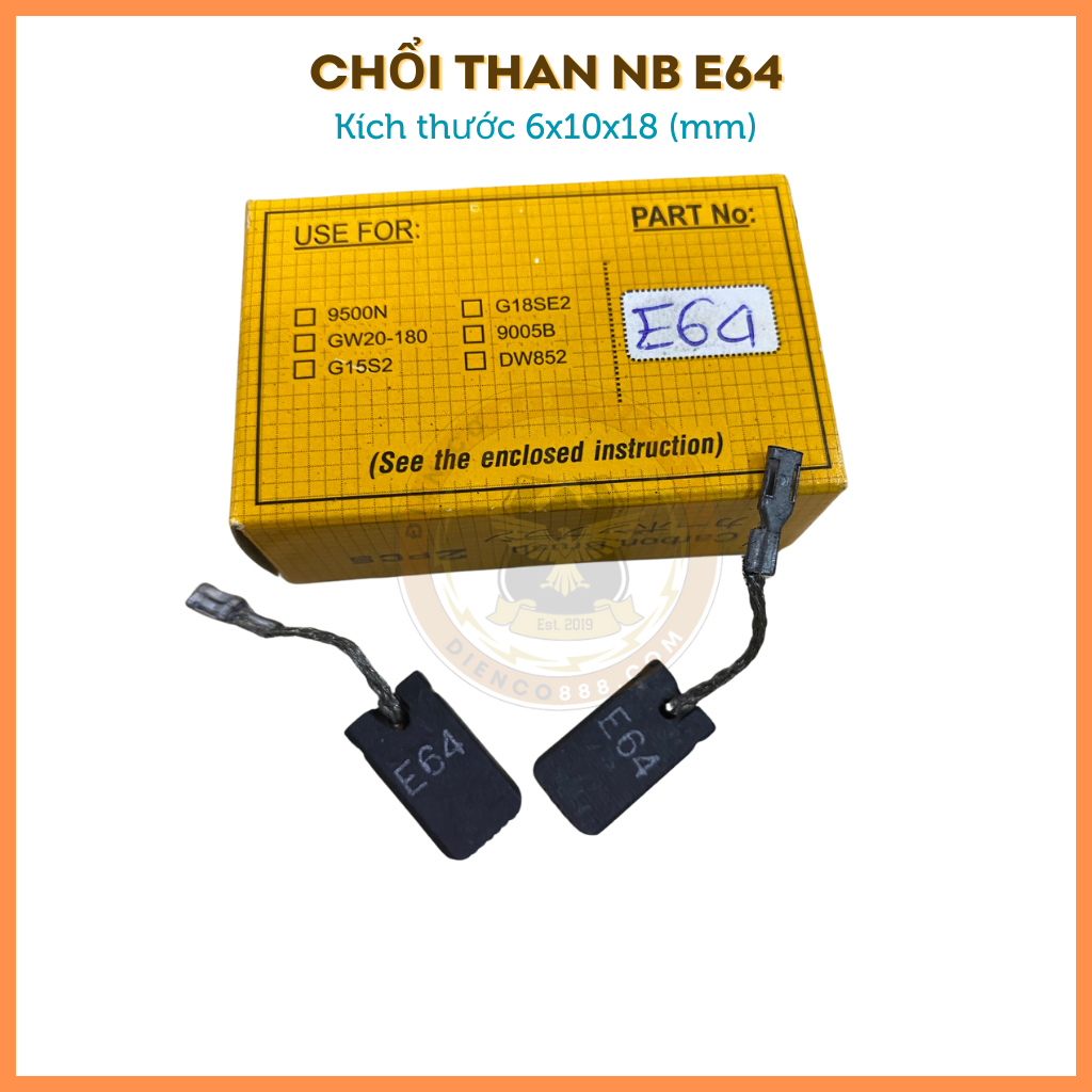 Chổi than E64 NB kích thước 6x10x18mm
