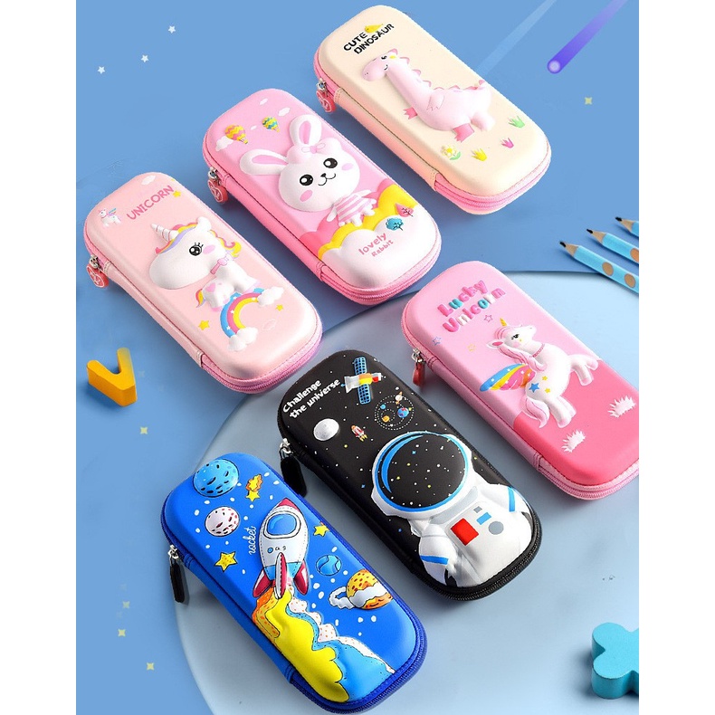 Bóp Đựng Viết 3D Nổi 2 Ngăn, Dung Tích Lớn