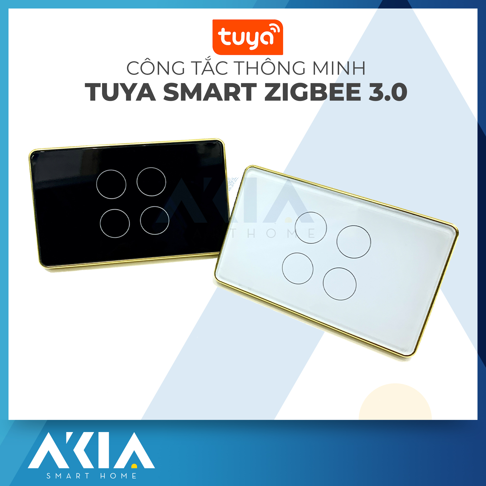Công Tắc Tuya Zigbee 3.0 viền Nhôm mặt Kính Phẳng