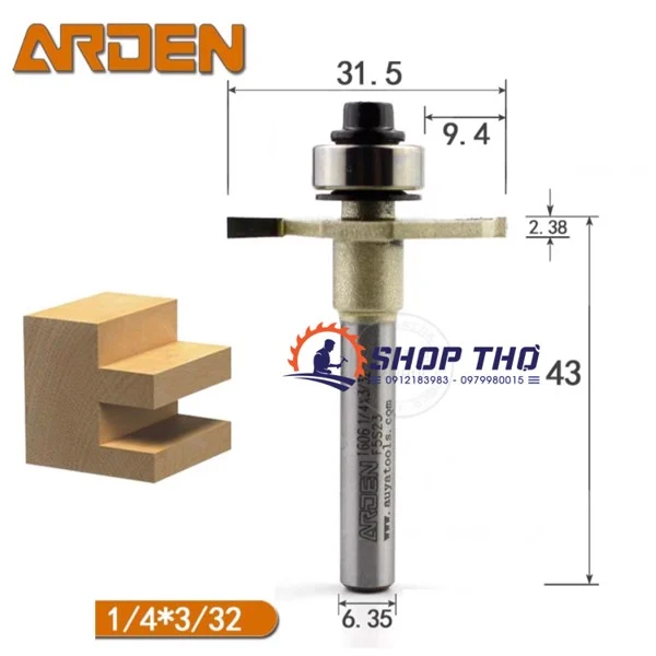 Mũi Phay Cuốc Rãnh Arden 1606 Có Bi