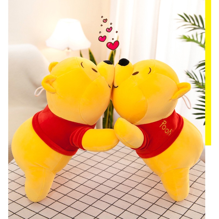 Gối Ôm Gấu Pooh Nằm Dễ Thương (35cm---65cm) Vải Nhung Cao Cấp, An Toàn, Hàng Loại 1 Siêu Xịn