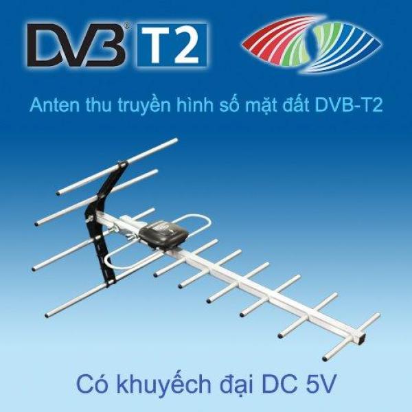 ANTEN ( ăngten) TRUYỀN HÌNH SỐ MẶT ĐẤT DVB-T2 Ngoài trời khuếch đại tín hiệu HKD G11KD-T2; kèm 10m dây cáp đồng trục 2 đầu jack
