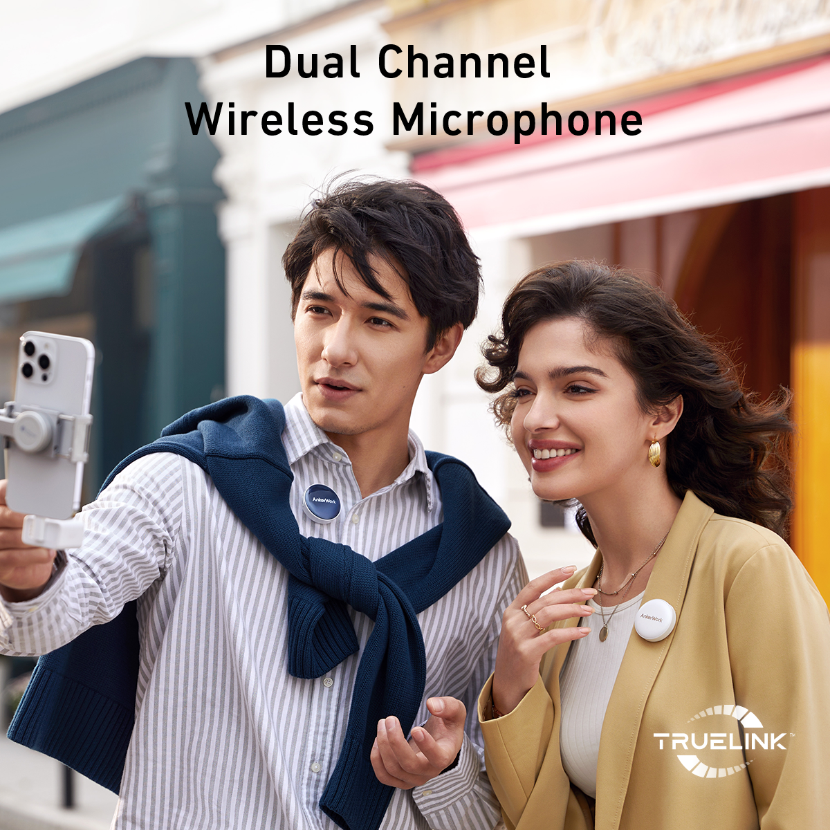 AnkerWork M650 Wireless Lavalier Microphone, Pro Noise Cancellation, SColorful Covers, 2-Channel Quality Pickup, 200m Transmission, 15H Battery, Easy to Use for Vlogsv