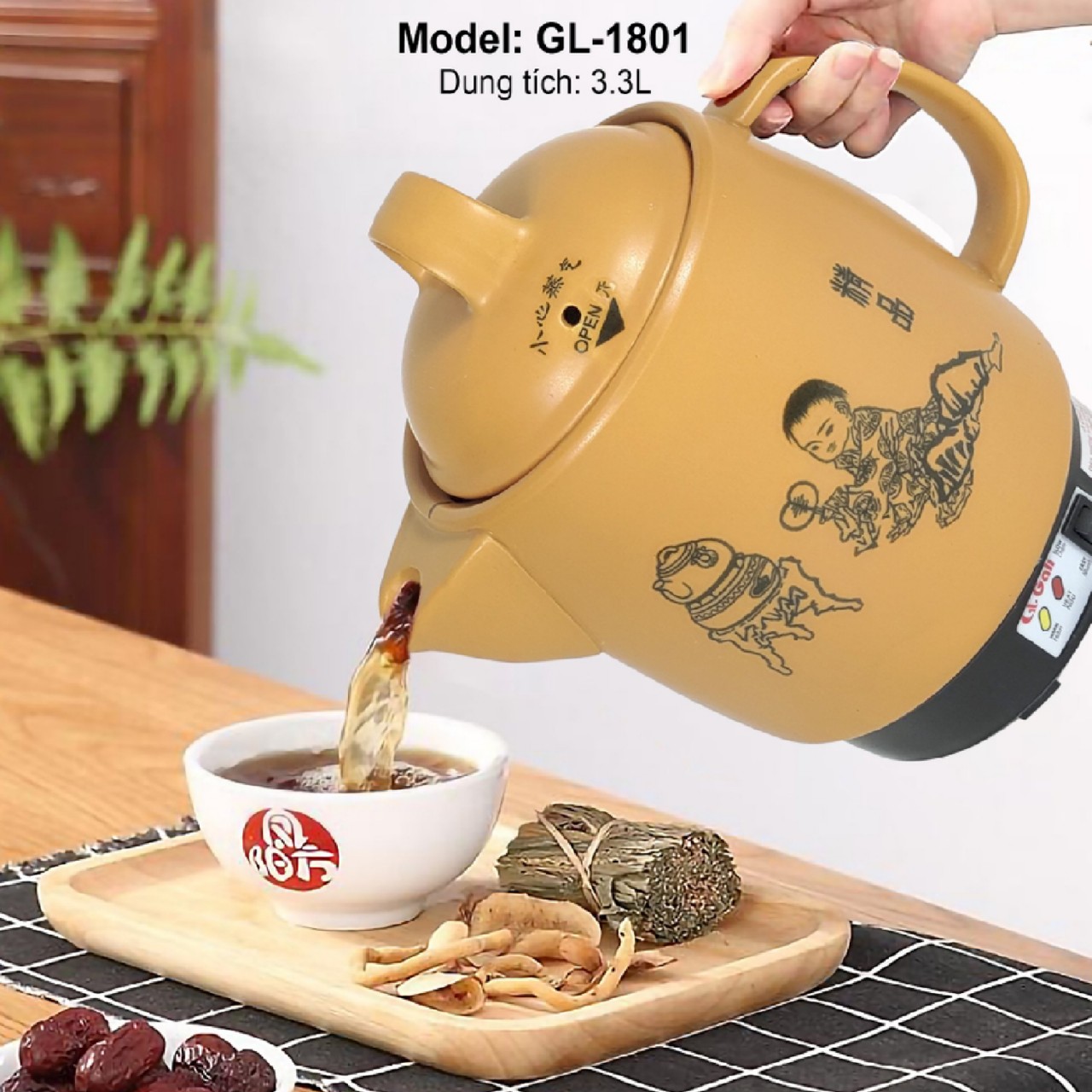 Ấm Siêu sắc thuốc Gali GL-1801 3.3 lít