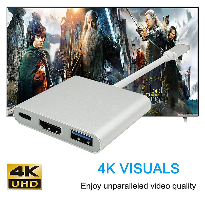 Hub Chuyển Đổi Type C Sang 3 Cổng USB 3.0, HDMI, Type C