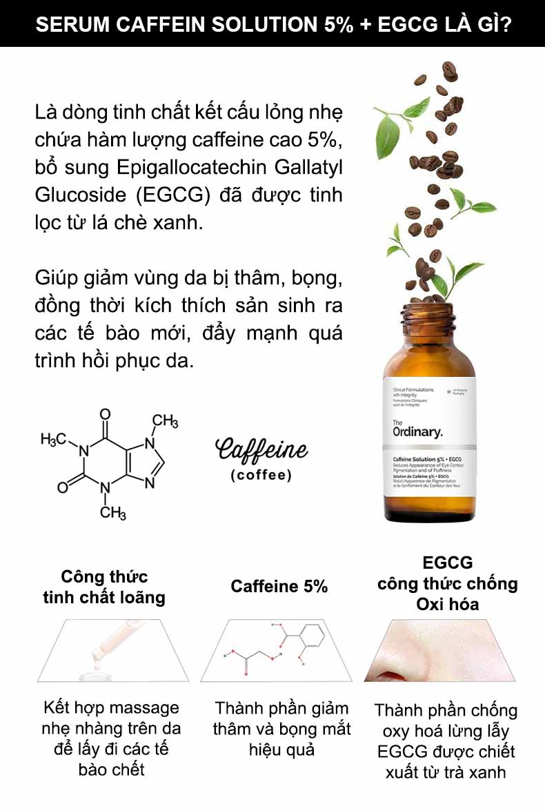 [HCM]Tinh Chất Giảm Quầng Thâm Và Bọng Mắt The Ordinary Caffein Solution 5% + EGCG 30ml