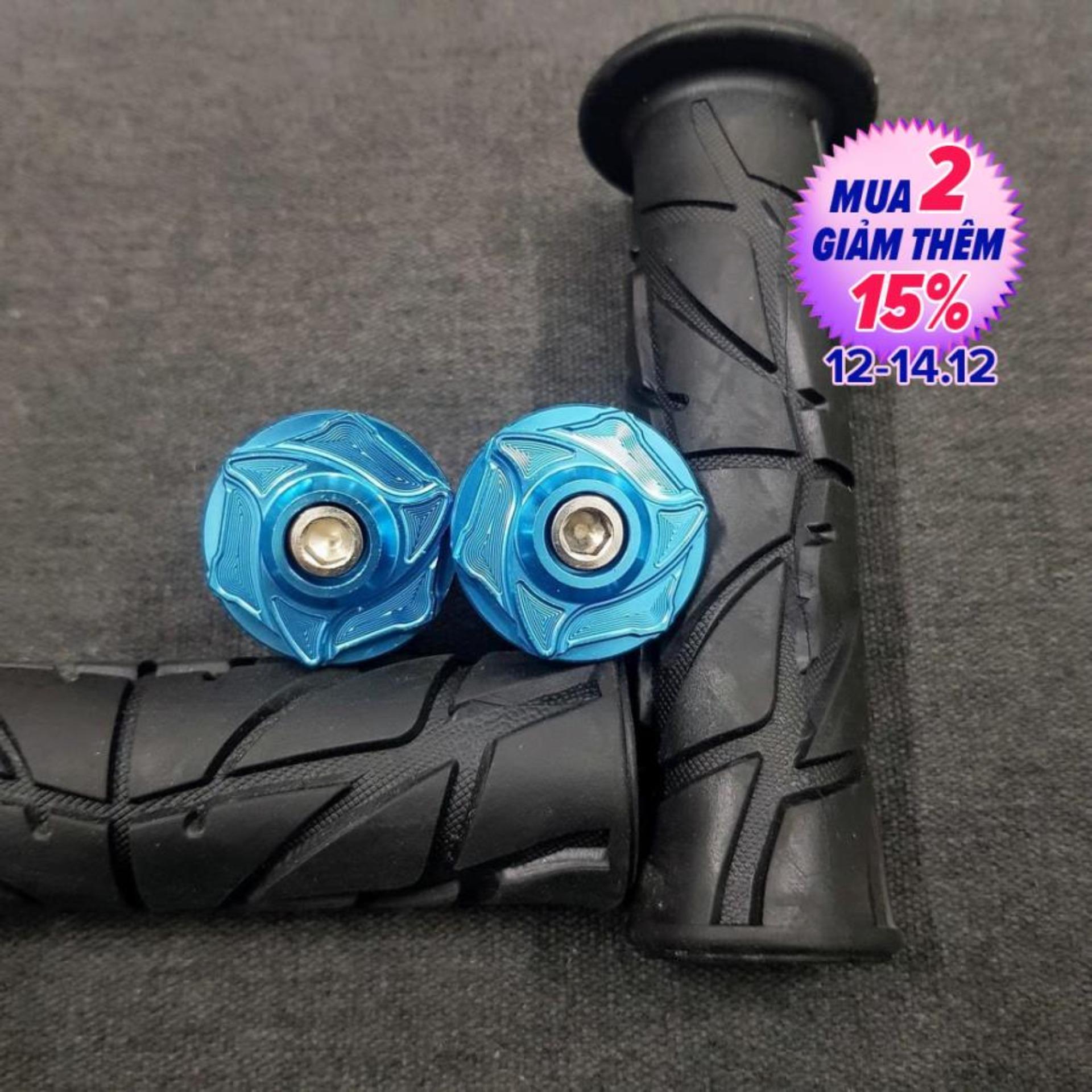 [HCM][KHÔNG ĐỤNG HÀNG] COMBO GÙ NHÔM TAY LÁI MẪU SAO XOÁY MÀU XANH DƯƠNG VÀ BAO TAY SPIDER ĐEN