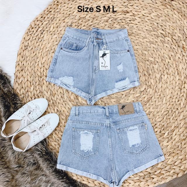 Quần Short Jean Kiểu Lật Lai Phối kiểu Rách Nhẹ Cá Tính TTV0029