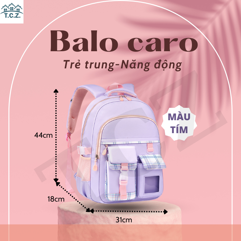 Túi đi học dòng váy jk phong cách hàn quốc cặp cho học sinh cấp 1 hai màu hồng tím siêu đáng yêu balo học sinh cấp 1 balo học sinh cấp 2