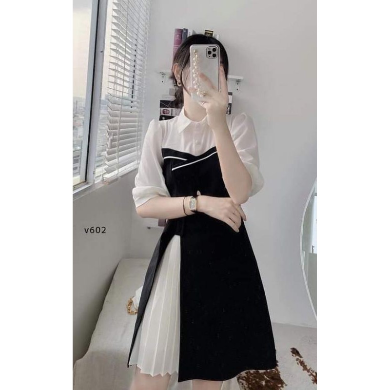 [HCM]Đầm Công Sở Phối Dập Li Taris Dress