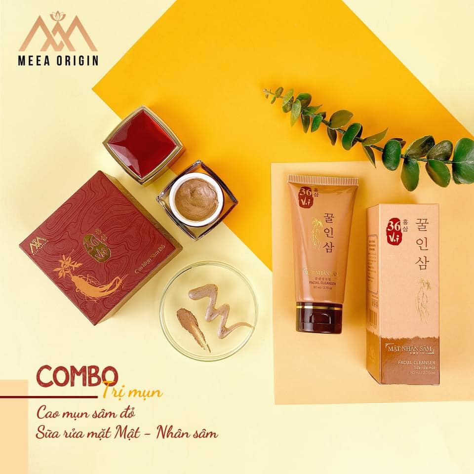 Combo sữa rửa mặt sâm đỏ va cao mụn sâm đỏ 36 vị