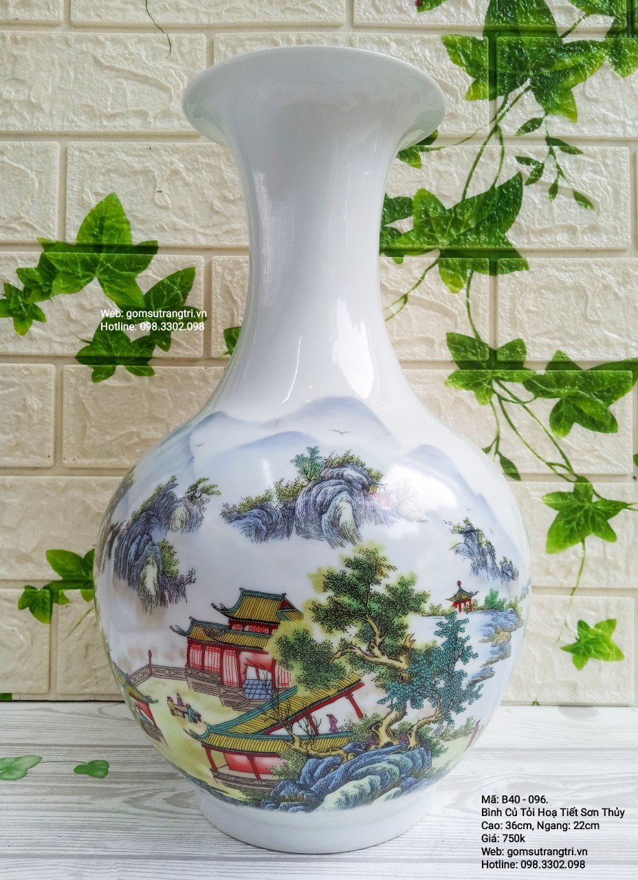BÌNH CỦ TỎI HỌA TIẾT SƠN THỦY