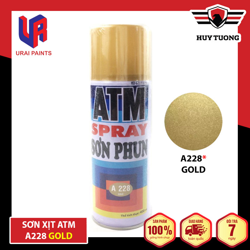 Sơn xịt ATM cho xe máy Spray A228 Gold ( Vàng nhũ ) - Huy Tưởng