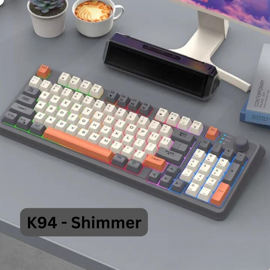 Bàn phím giả cơ không dây gaming XUNFOX K94 - Bàn phím chơi game thiết kế 94 phím kết nối 3 chế độ và đèn led 7 màu đẹp