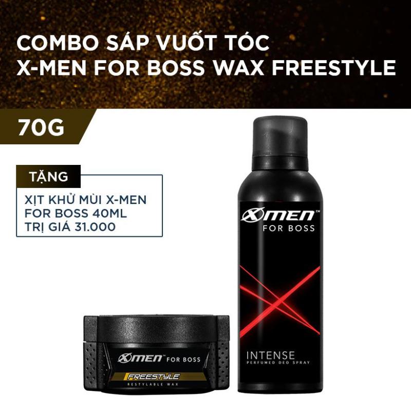 Combo Sáp vuốt tóc X-Men for Boss Wax Freestyle 70g tặng Xịt khử mùi X-Men for Boss 40ml (Trị giá 31.000) giá rẻ