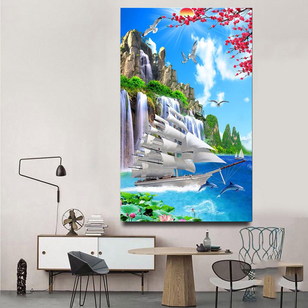 Tranh 3D Thuận buồm xuôi gió dán tường
