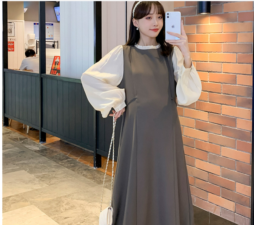 ĐẦM BẦU VÁY BẦU CÔNG SỞ DÁNG SUÔNG  ( phối tay dài nhưng vải mềm rất mát )