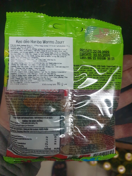 Plastic candy Haribo worms zourr 80g