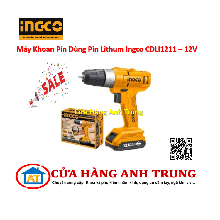 Máy Khoan Pin Dùng Pin Lithum Ingco CDLI1211 - 12V