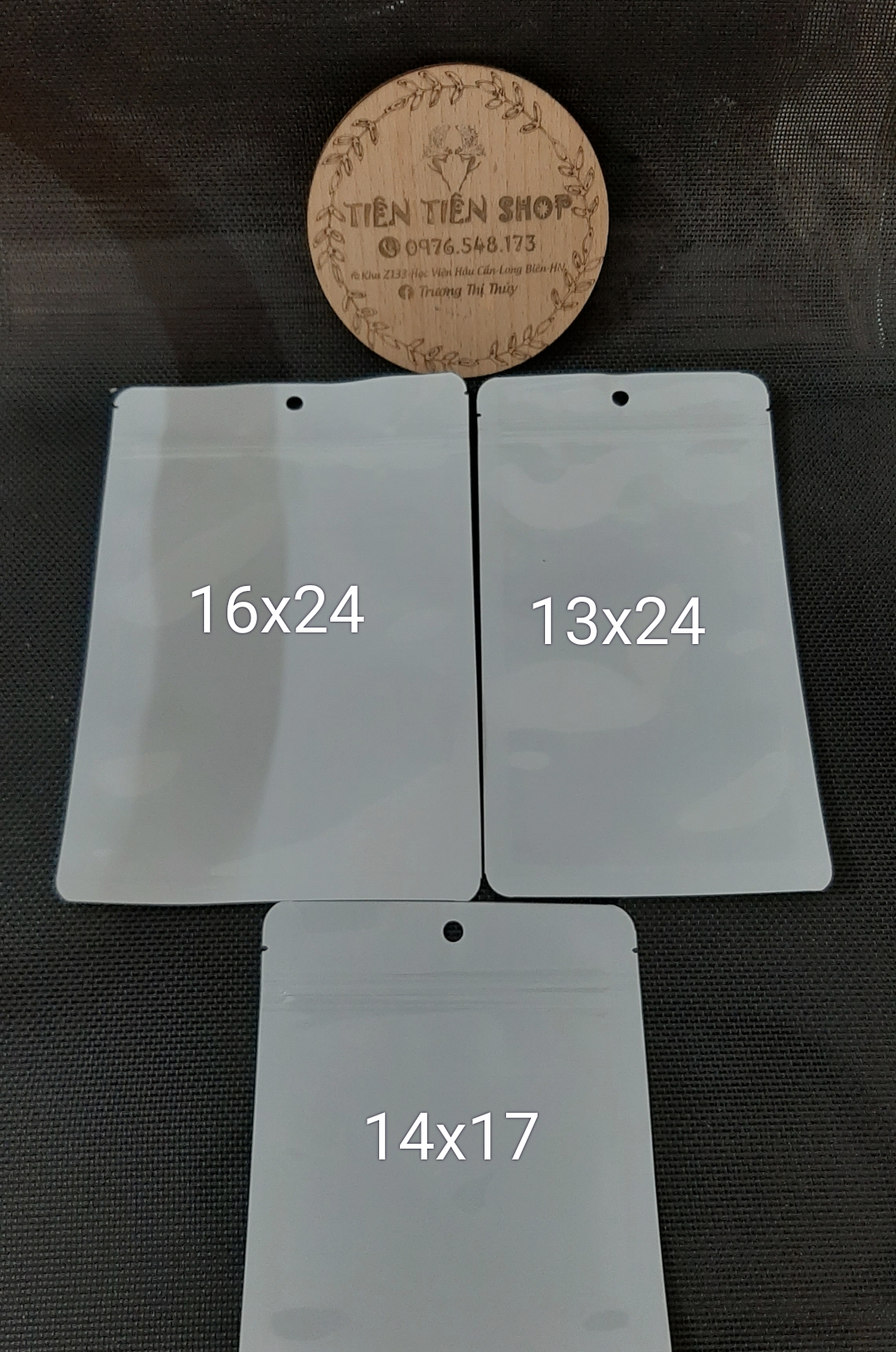 100 gam túi zip mặt trong mặt trắng sữa đáy liền có lỗ treo