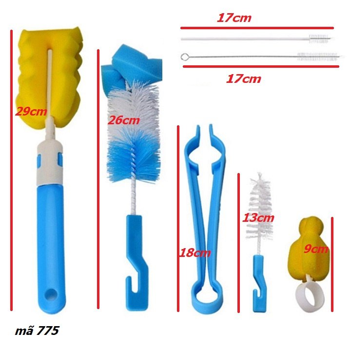 DỤNG CỤ VỆ SINH BÌNH SỮA, NÚM VÚ - BỘ 7 MÓN – DP775