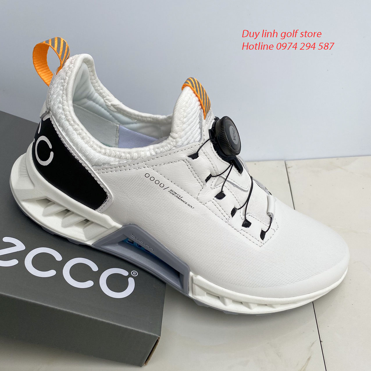 giày golf nam ecco, có nút vặn, chất liệu da pu cao cấp không thấm nước, đi êm chân, men's golf shoes, giày gôn nam
