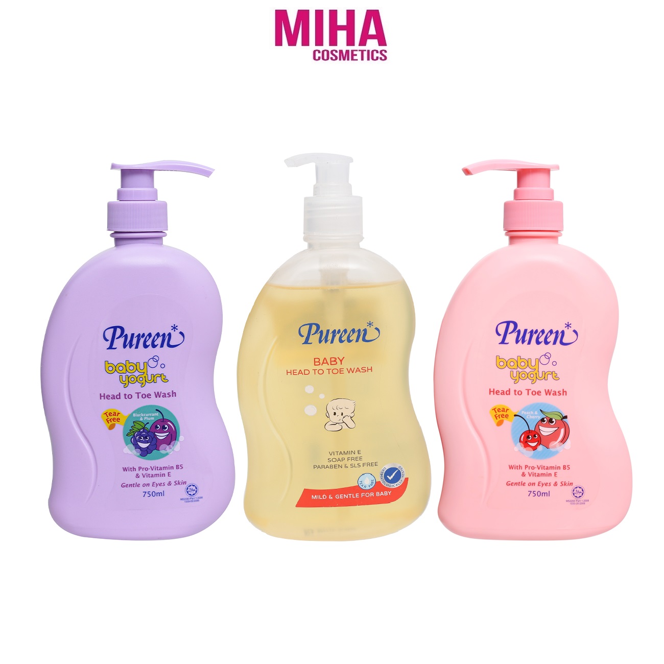 Sữa Tắm Gội Toàn Thân Cho Bé Sơ Sinh Pureen Baby Yogurt Head To Toe Wash 750ml Malaysia