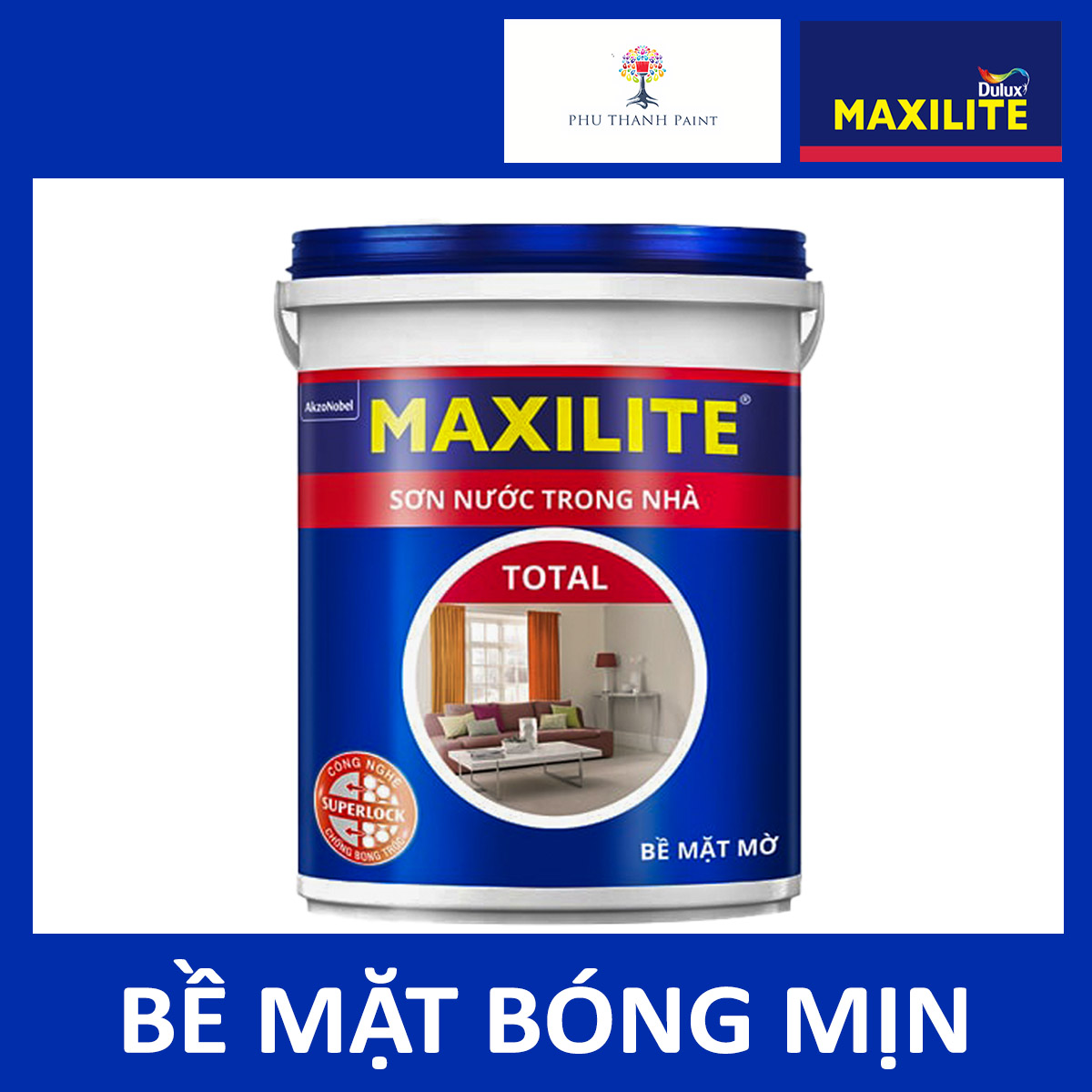 Sơn nước nội thất Maxilite Total - Bề mặt mờ láng mịn