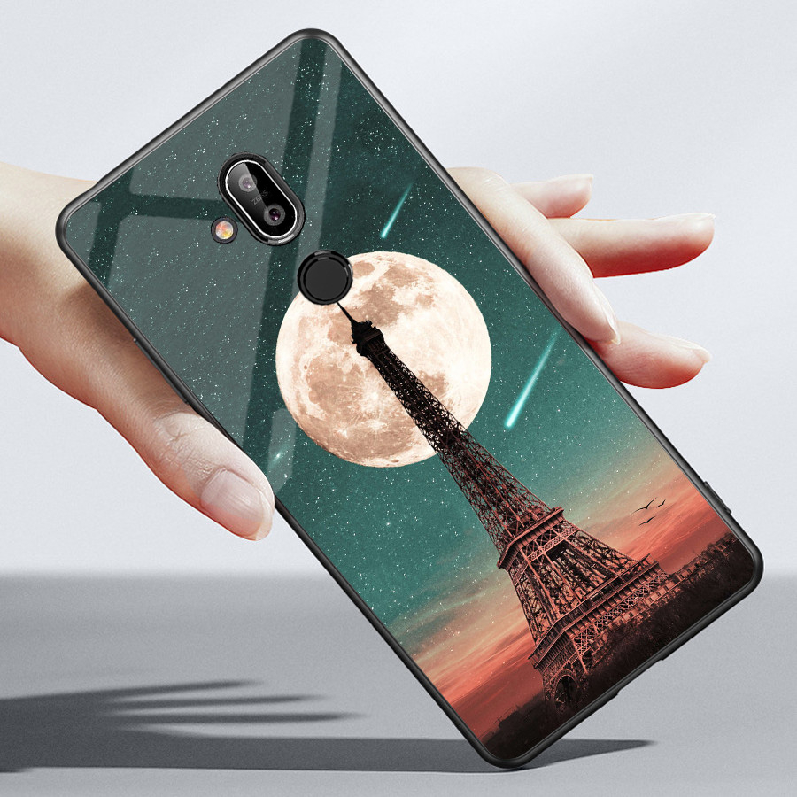 Ốp lưng nokia 8.1 mặt kính sáng bóng, cao cấp họa tiết classic