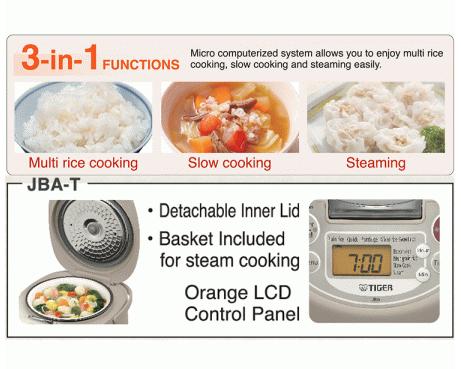 Nồi cơm điện tử Tiger 3 trong 1 JBA-T10W (1.0L)