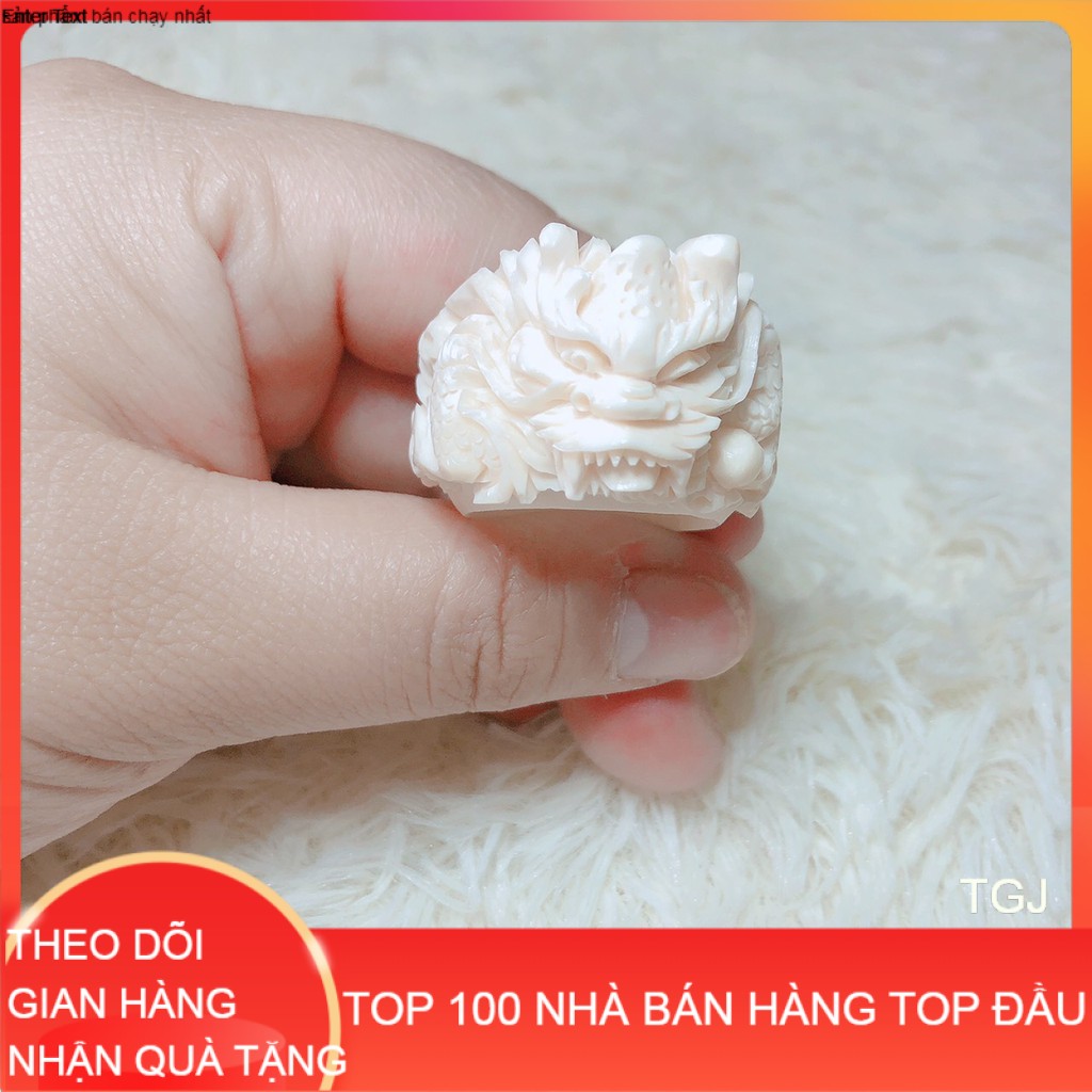 nhẫn xương mỹ nghệ trạm khắc rồng tỉ mỷ tinh tế xương thật 100%