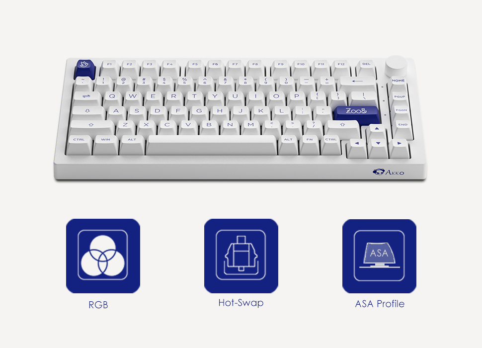 Bàn phím AKKO 5075B Plus Blue on White_Mới, hàng chính hãng