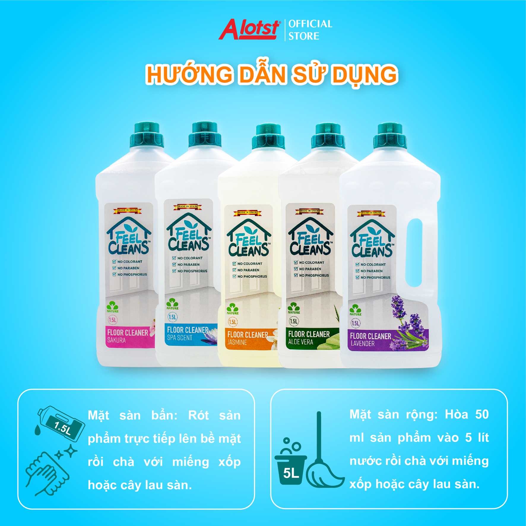 Nước lau sàn FeelCleans 1,5 Lít