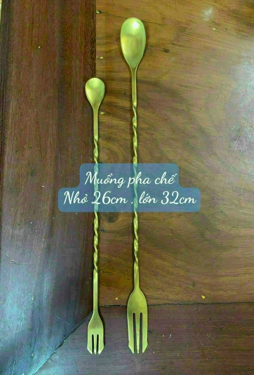 [HCM]Thìa Pha Chế Quầy Bar INOX 2 Đầu Dài36cm- 32cm Inox Trắng Và Mạ Vàng