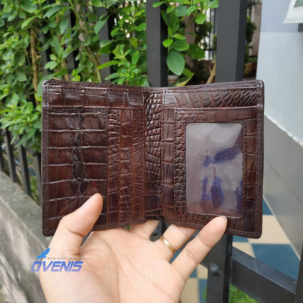 [FREE SHIP] Ví Cá Sấu Dáng Đứng 2 Mặt Sang Trọng. Da Cá Sấu Thật 100%