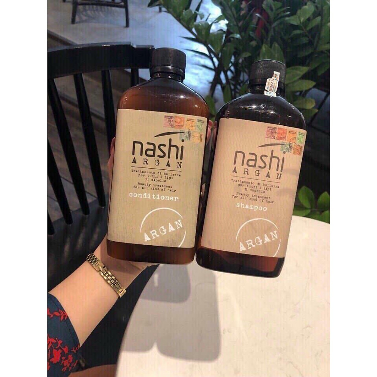 Dầu gội xả Nashi Argan phục hồi tóc 500ml-200ml
