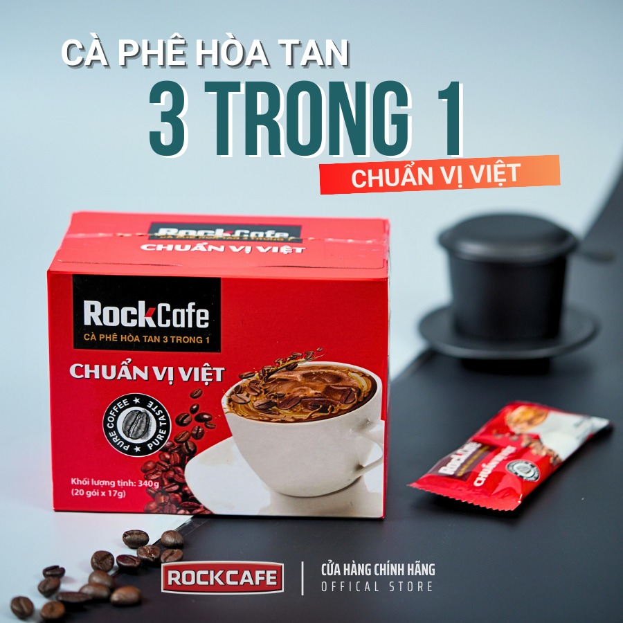 RockCafe - Cà phê hòa tan 3 trong 1 - Cafe Chuẩn Vị Việt - Thơm ngon - Đậm vị